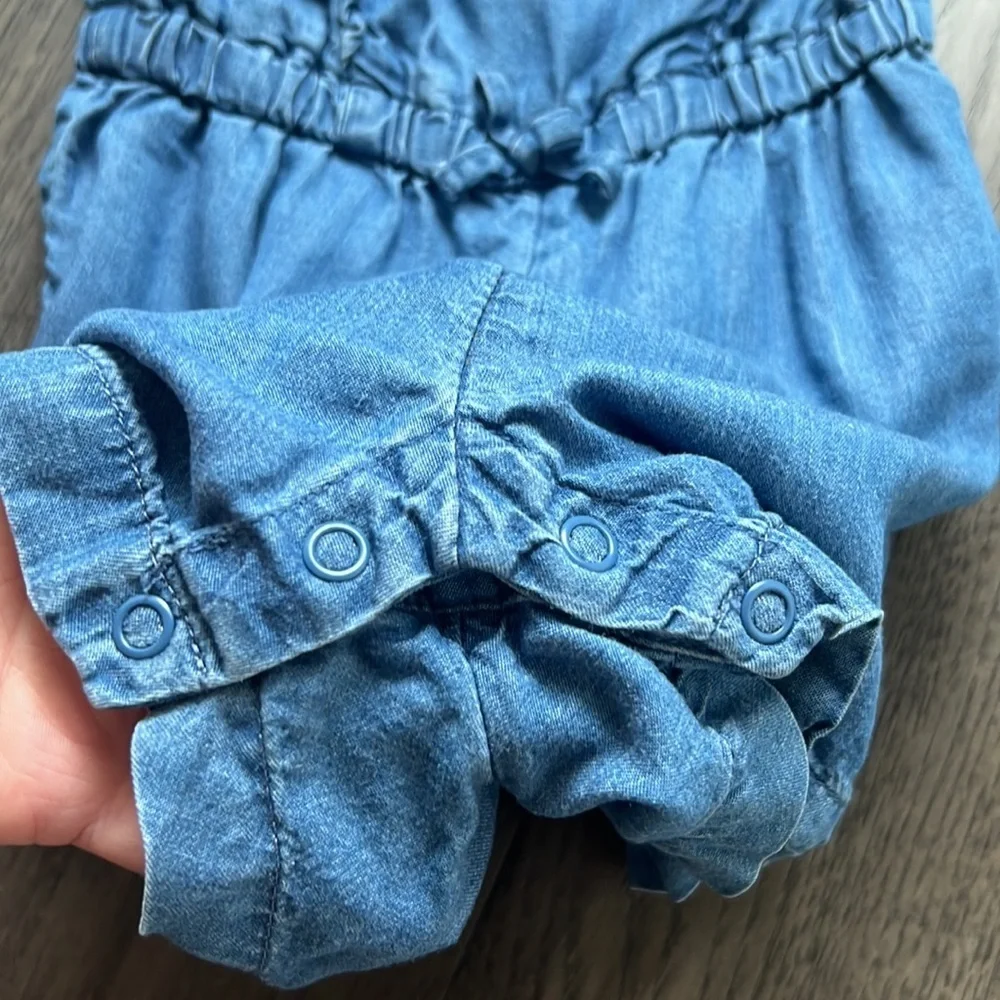 Joe fresh girl distressed like blue Jean ruffle romper